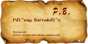 Pávay Barnabás névjegykártya